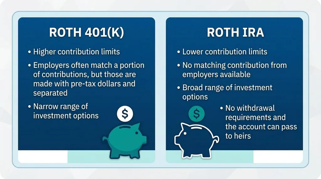 401(k) versus IRA comparison chart