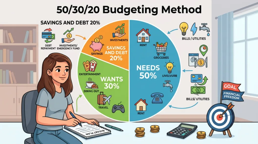 50/30/20 personal budget method for needs wants and savings