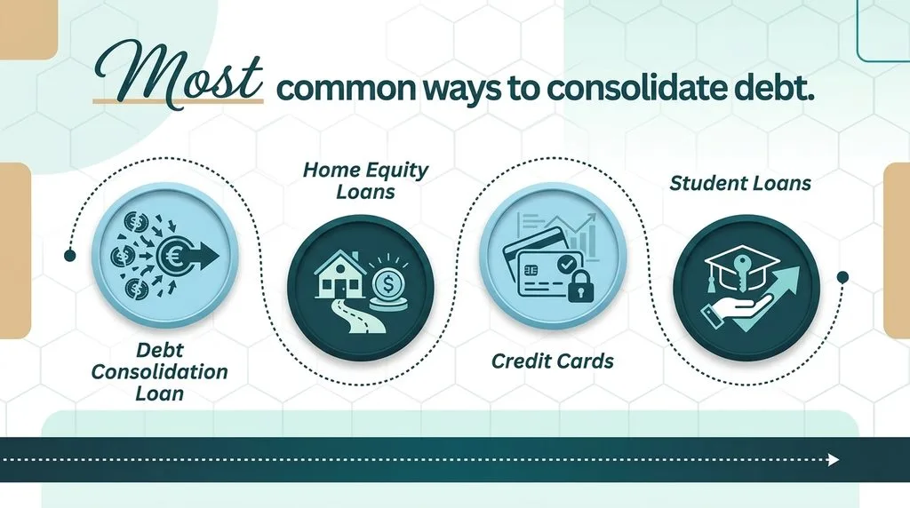 Home equity used to consolidate debt concept