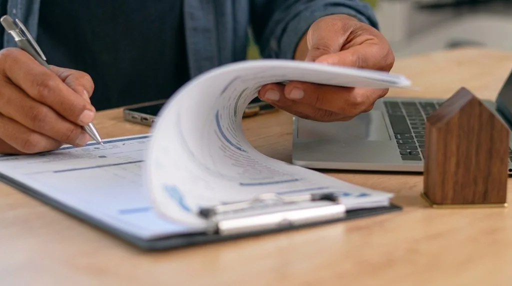 Homeowner reviewing mortgage papers