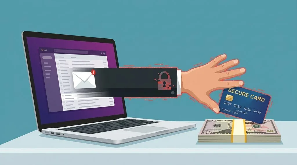 Online fraud and scam awareness graphic