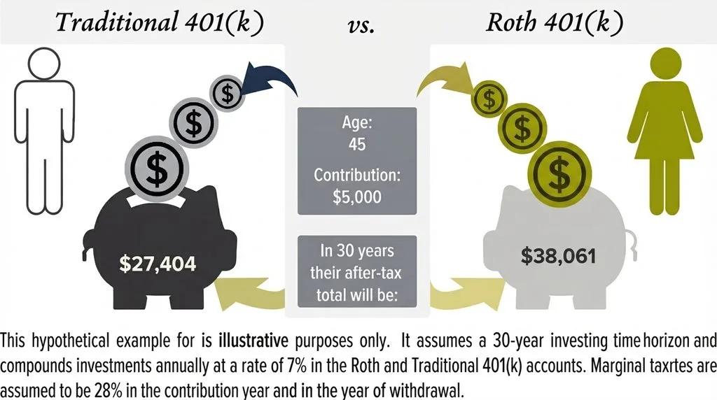 traditional 401(k) versus Roth 401(k) comparison
