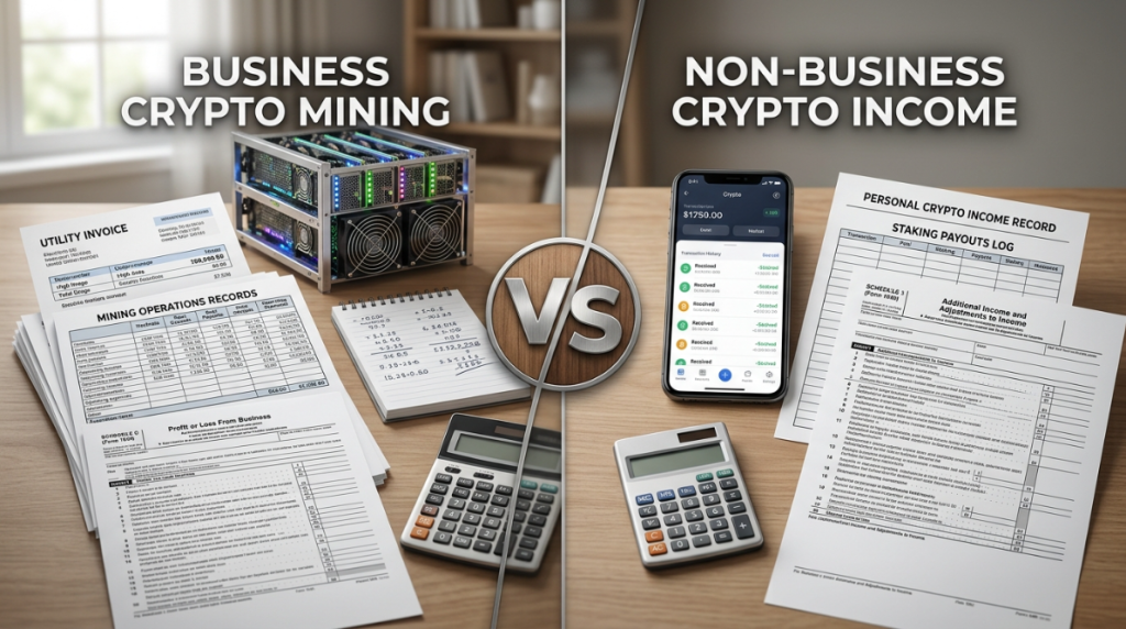 Comparison of Schedule C and Schedule 1 for crypto mining income