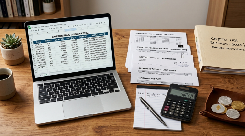 Crypto mining tax records and transaction tracking