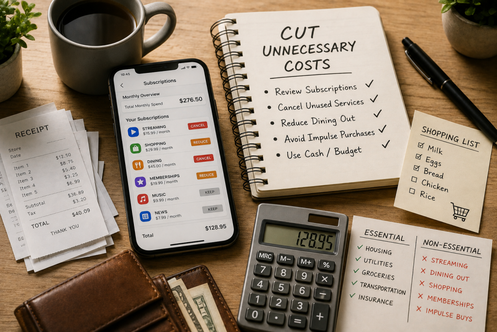Cutting unnecessary subscriptions and spending to reduce monthly expenses