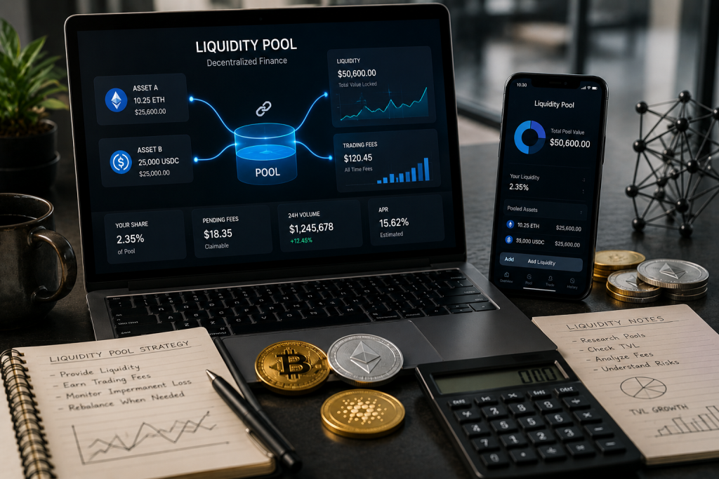 DeFi liquidity pool showing how crypto users can earn trading fees