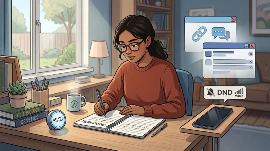 Student studying in a distraction-free environment