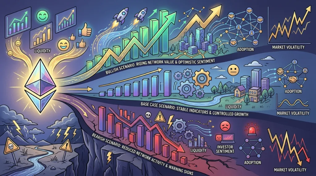 Ethereum bullish base case and bearish price scenarios for 2026