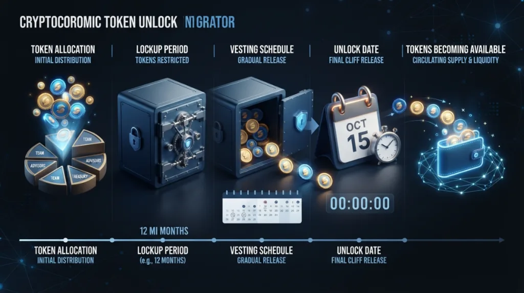 Token unlock process from allocation to available tokens
