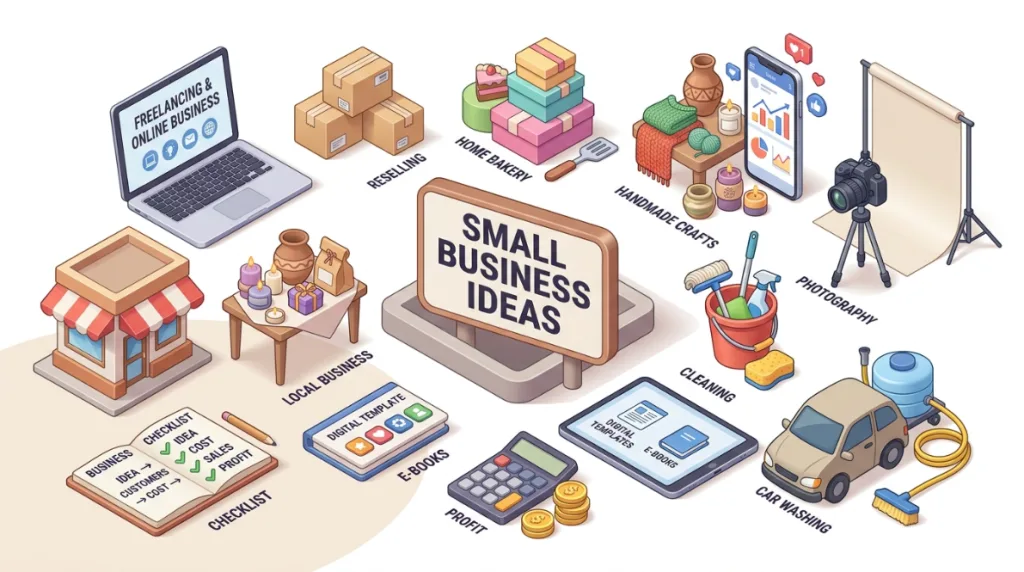 Low-cost small business ideas including freelancing, tutoring, design and digital services
