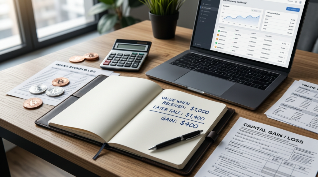Selling mined cryptocurrency and calculating capital gain