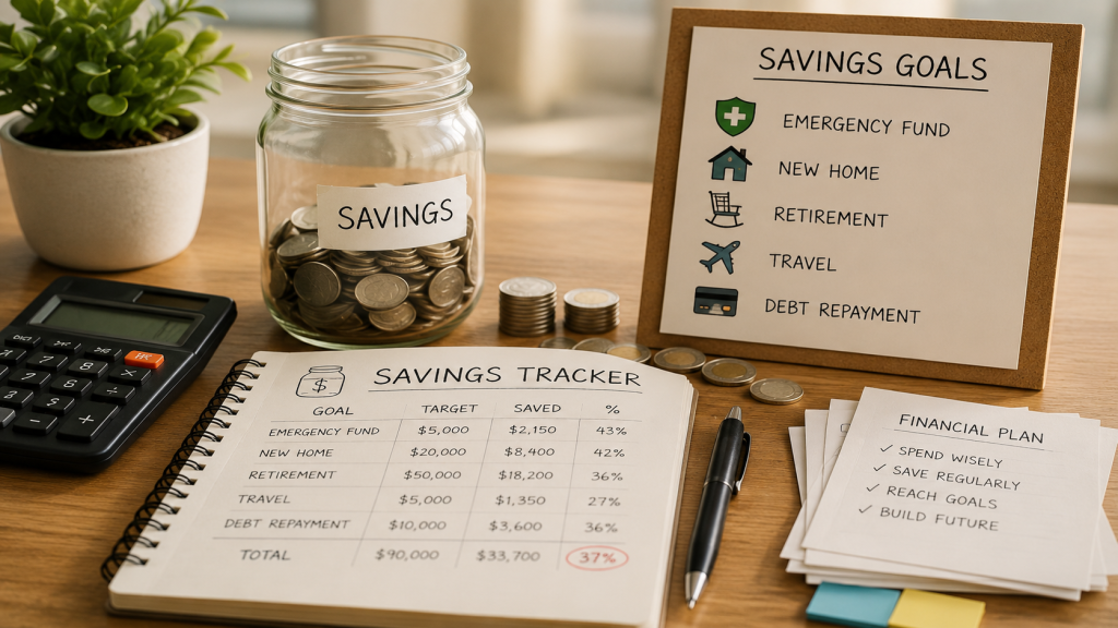 Savings goals for emergency fund home retirement travel and debt repayment