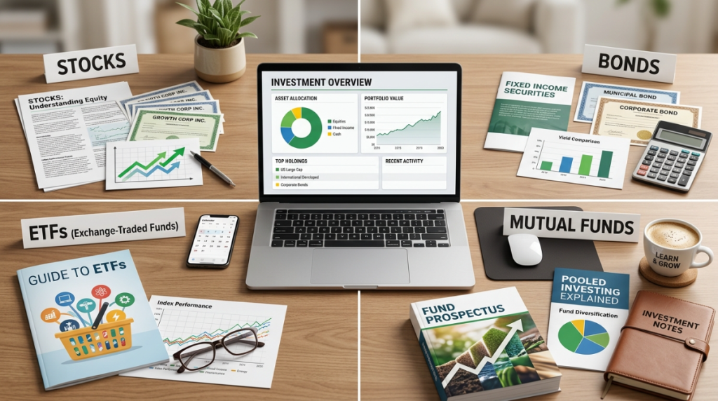 Stocks bonds ETFs and mutual funds explained for beginner investors