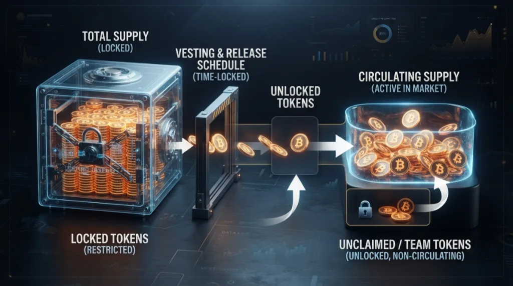 Visual showing unlocked tokens and circulating supply