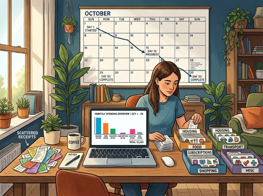 Tracking monthly expenses across different spending categories