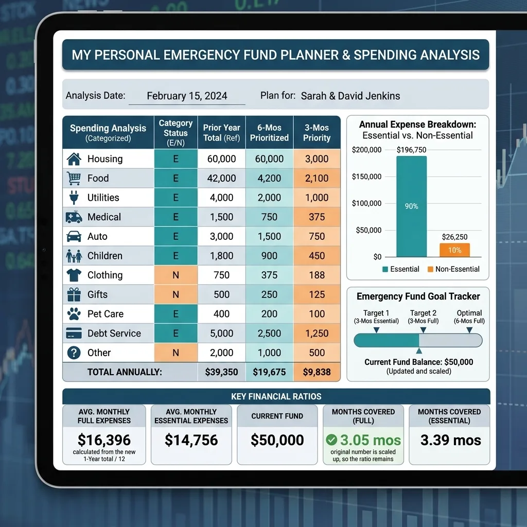 Emergency fund calculator planner example