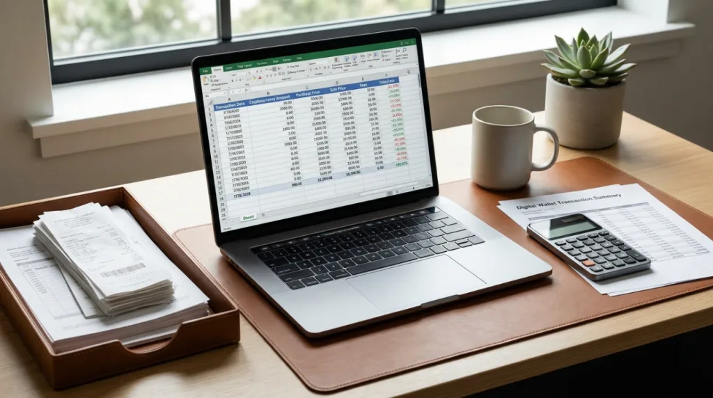 Organized crypto tax records with transaction details