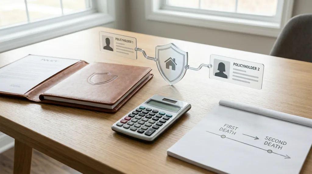 Two policyholders represented in a survivorship life insurance plan