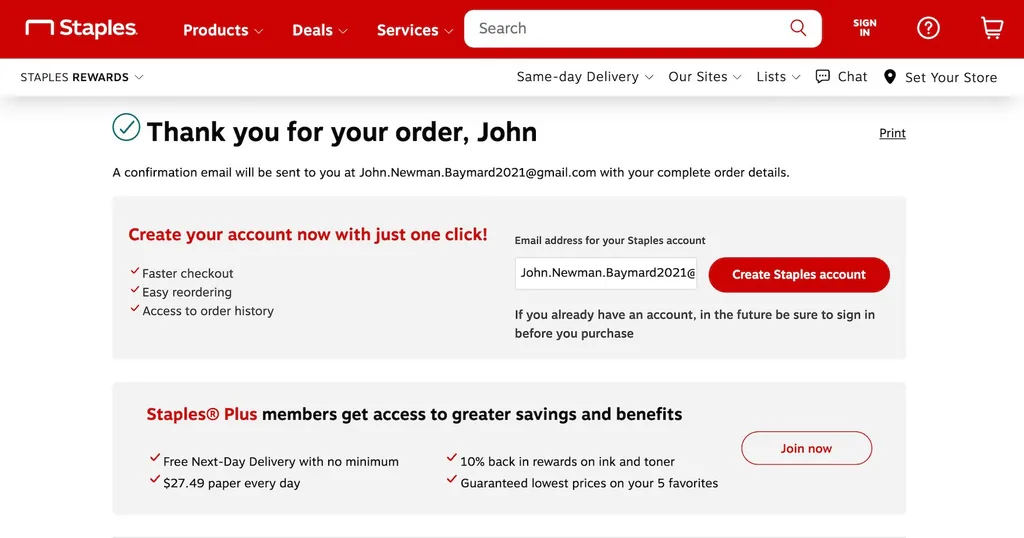 Subscription order confirmation screen