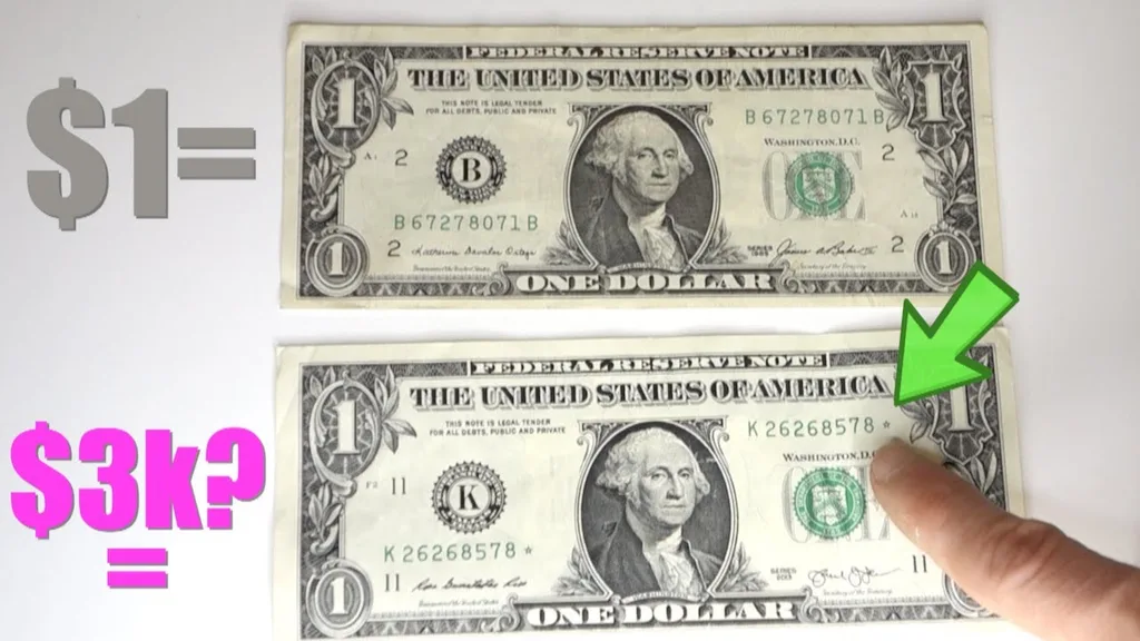 Star note replacement dollar bill with star symbol