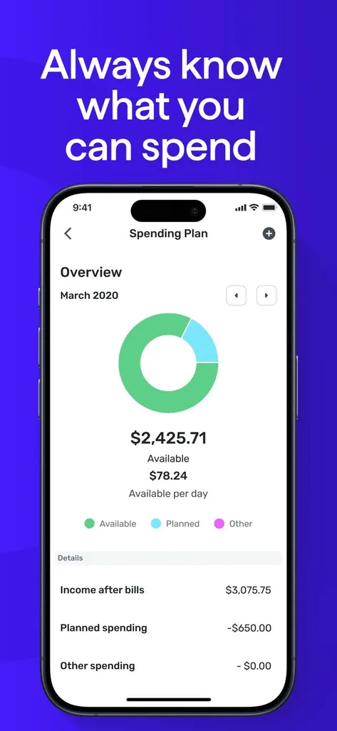 Simplifi by Quicken spending plan view
