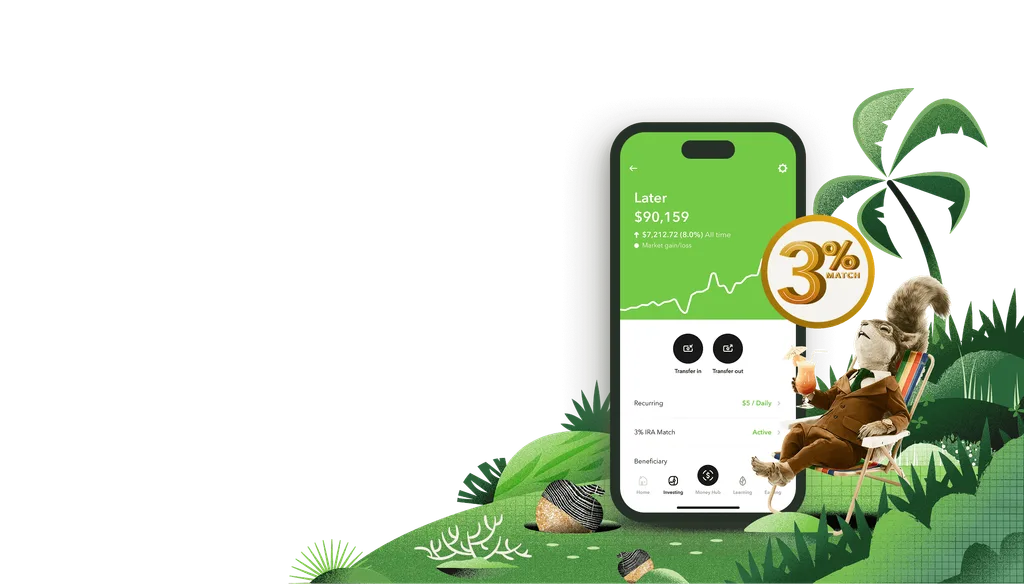 Acorns app invest later checking menu