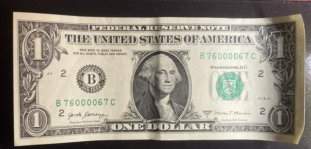 Radar palindrome serial number one dollar bill