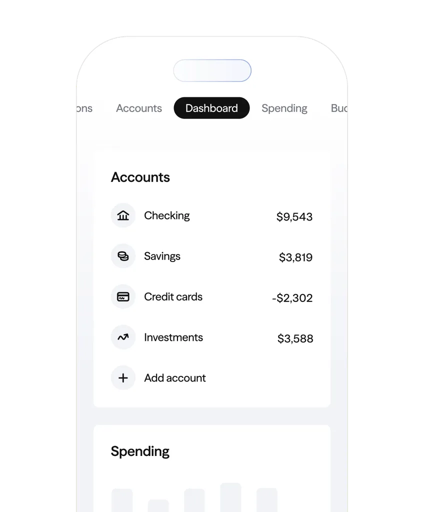 Albert app accounts overview and budget dashboard