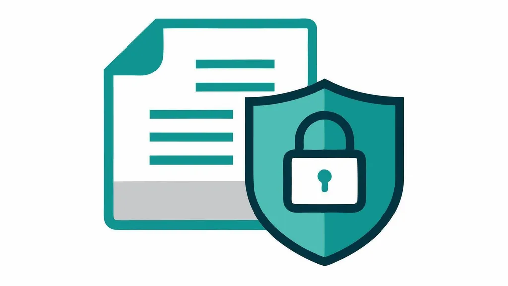 Secure document with shield and padlock representing data protection