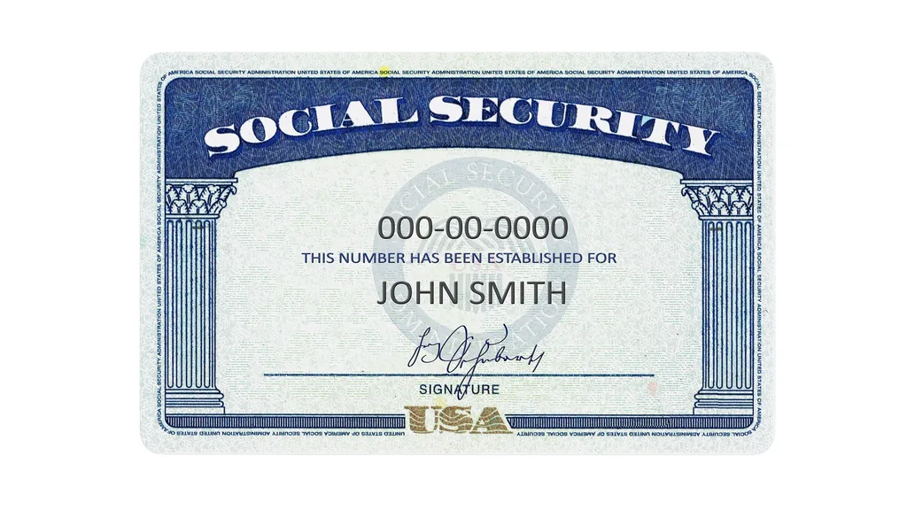 Close-up of Social Security card with name and number