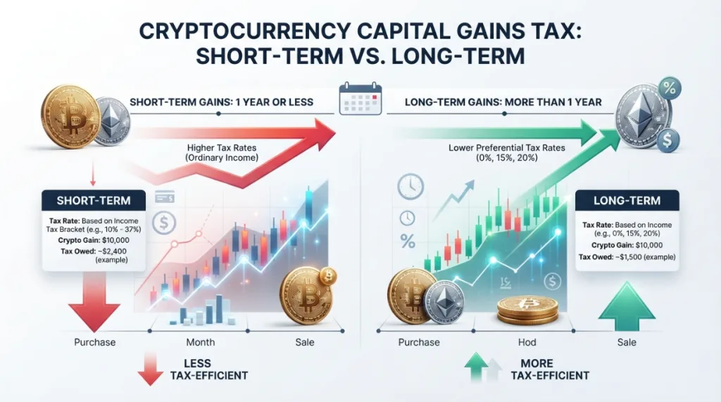 Comparison of short-term and long-term cryptocurrency capital gains
