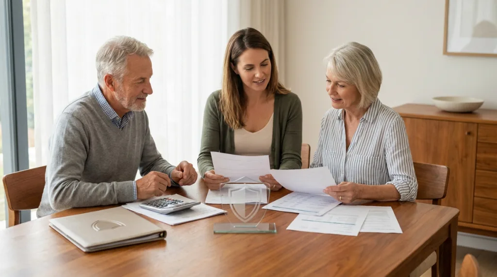 Family discussing estate planning and life insurance benefits