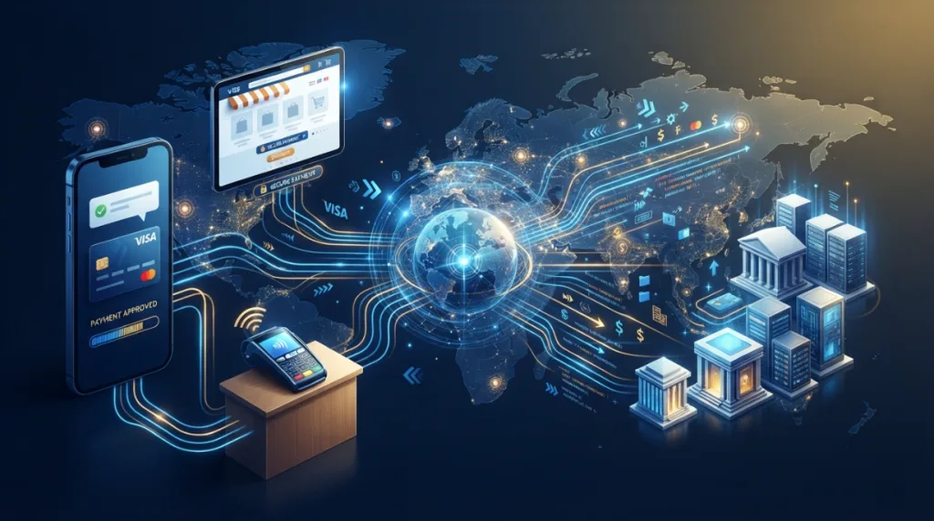 Digital payments and global payment network represented by Visa stock