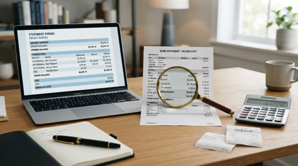 What is a bank statement showing account deposits withdrawals and fees